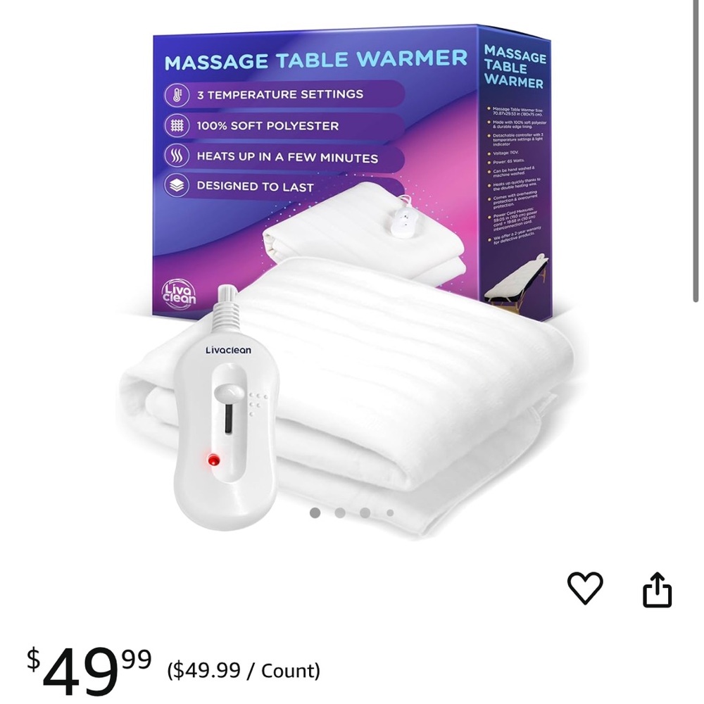 Massage table warmer